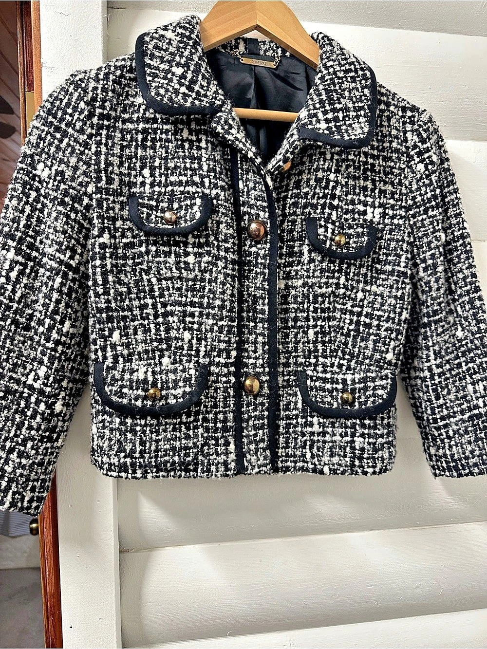 Express Women's Checkered Jacket in Black & White